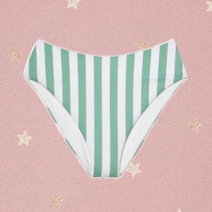 NWT Victoria’s Secret Swim Essential HighWaist Cheeky Green Stripe Bikini Bottom